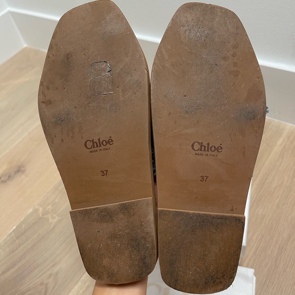Chloe Woody Logo Sandals in Deep Denim (size 37) - Picture 3 of 3